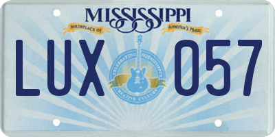 MS license plate LUX057