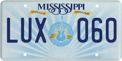 MS license plate LUX060