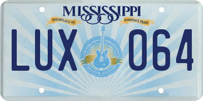 MS license plate LUX064