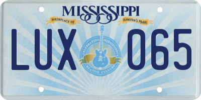MS license plate LUX065