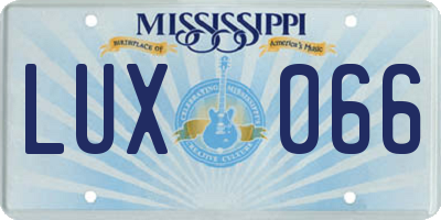 MS license plate LUX066