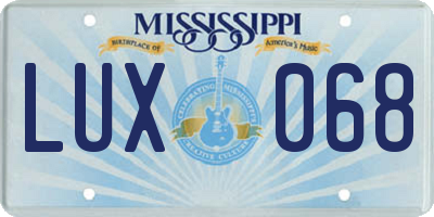 MS license plate LUX068