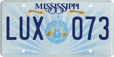 MS license plate LUX073