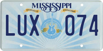 MS license plate LUX074
