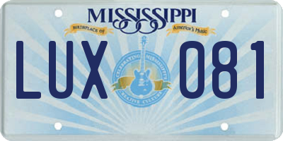 MS license plate LUX081