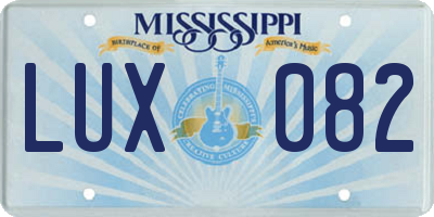 MS license plate LUX082