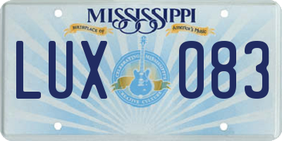 MS license plate LUX083