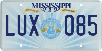 MS license plate LUX085