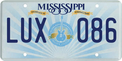 MS license plate LUX086