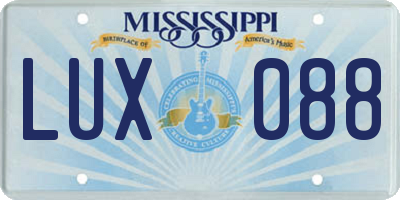 MS license plate LUX088