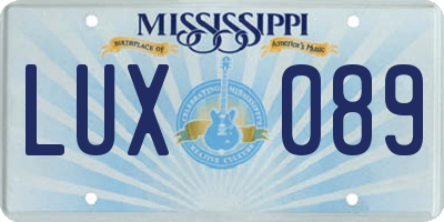 MS license plate LUX089