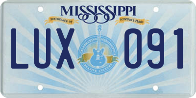 MS license plate LUX091