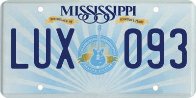MS license plate LUX093
