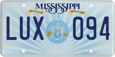 MS license plate LUX094