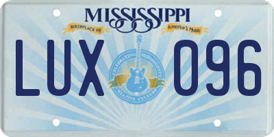 MS license plate LUX096