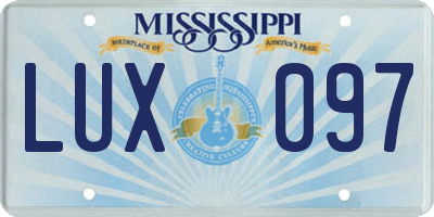 MS license plate LUX097