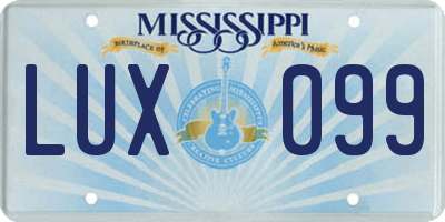MS license plate LUX099