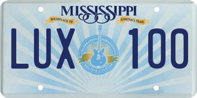 MS license plate LUX100