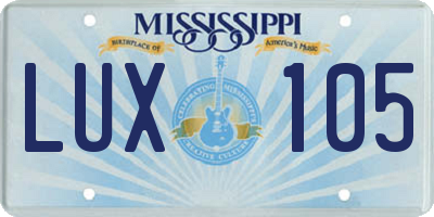 MS license plate LUX105