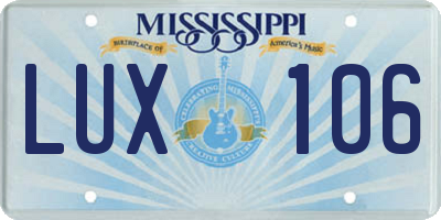MS license plate LUX106