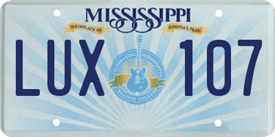 MS license plate LUX107