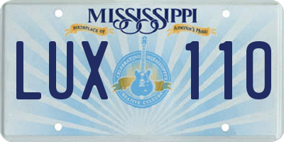MS license plate LUX110