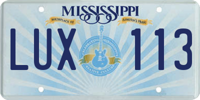 MS license plate LUX113