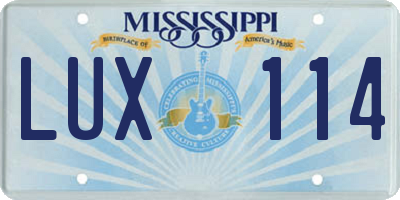 MS license plate LUX114