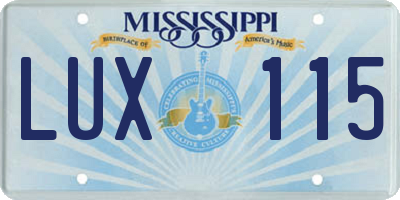 MS license plate LUX115