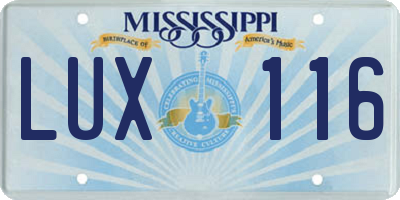 MS license plate LUX116