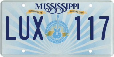 MS license plate LUX117