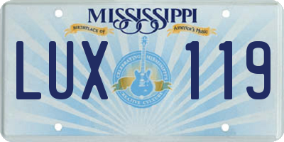 MS license plate LUX119