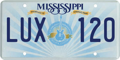 MS license plate LUX120