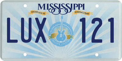 MS license plate LUX121