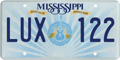 MS license plate LUX122
