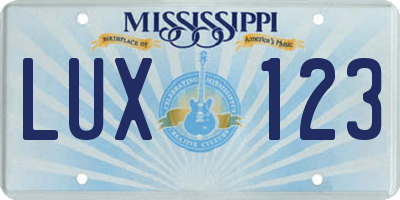 MS license plate LUX123