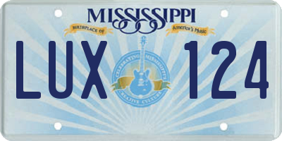 MS license plate LUX124