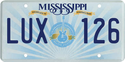 MS license plate LUX126