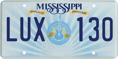 MS license plate LUX130