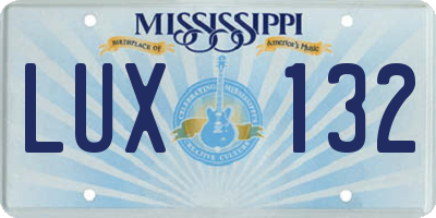MS license plate LUX132
