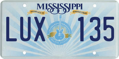 MS license plate LUX135