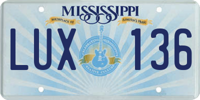 MS license plate LUX136