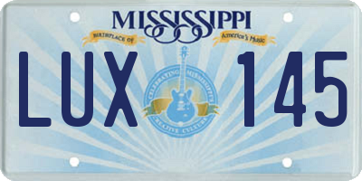 MS license plate LUX145