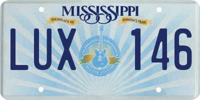 MS license plate LUX146