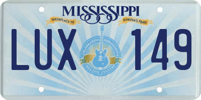 MS license plate LUX149