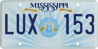 MS license plate LUX153