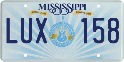 MS license plate LUX158
