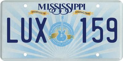 MS license plate LUX159