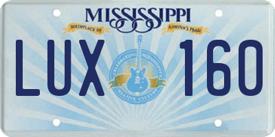 MS license plate LUX160