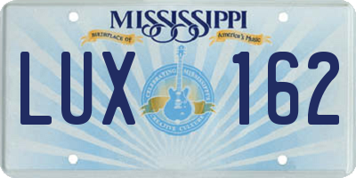 MS license plate LUX162